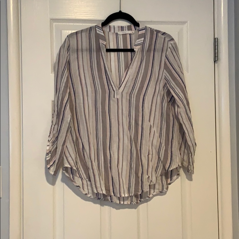 Striped V-Neck Summer Blouse